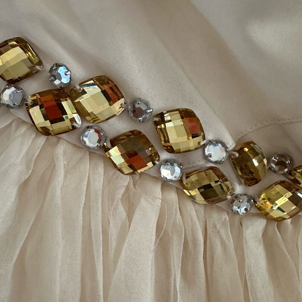 Rachel Gilbert Silk Tiered Crystal Embellished Strapless Princess Wedding Gown - Picture 9 of 15